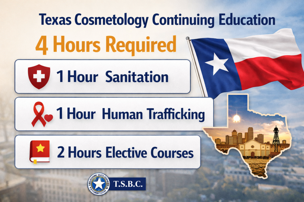 texas cosmetology continuing education hours requirement breakdown