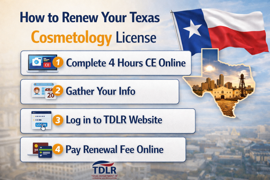 how to renew texas cosmetology license step by step online process