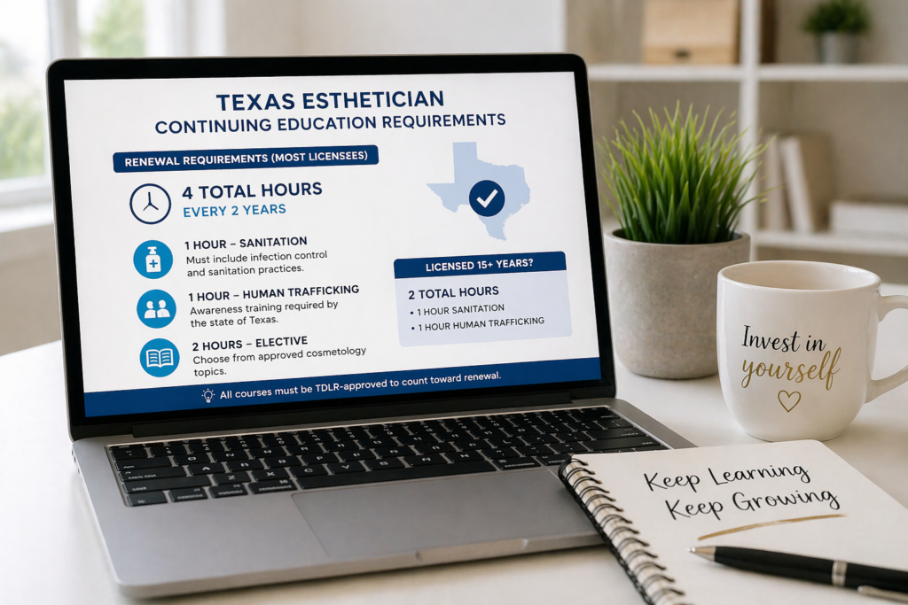 renew esthetician license Texas online process