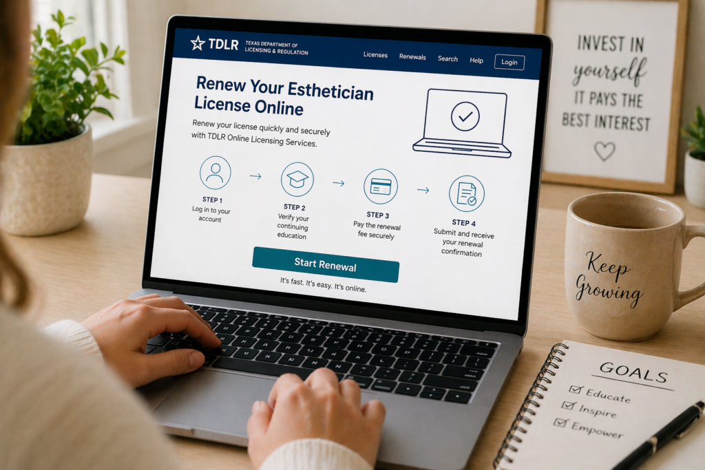 renew esthetician license Texas online process