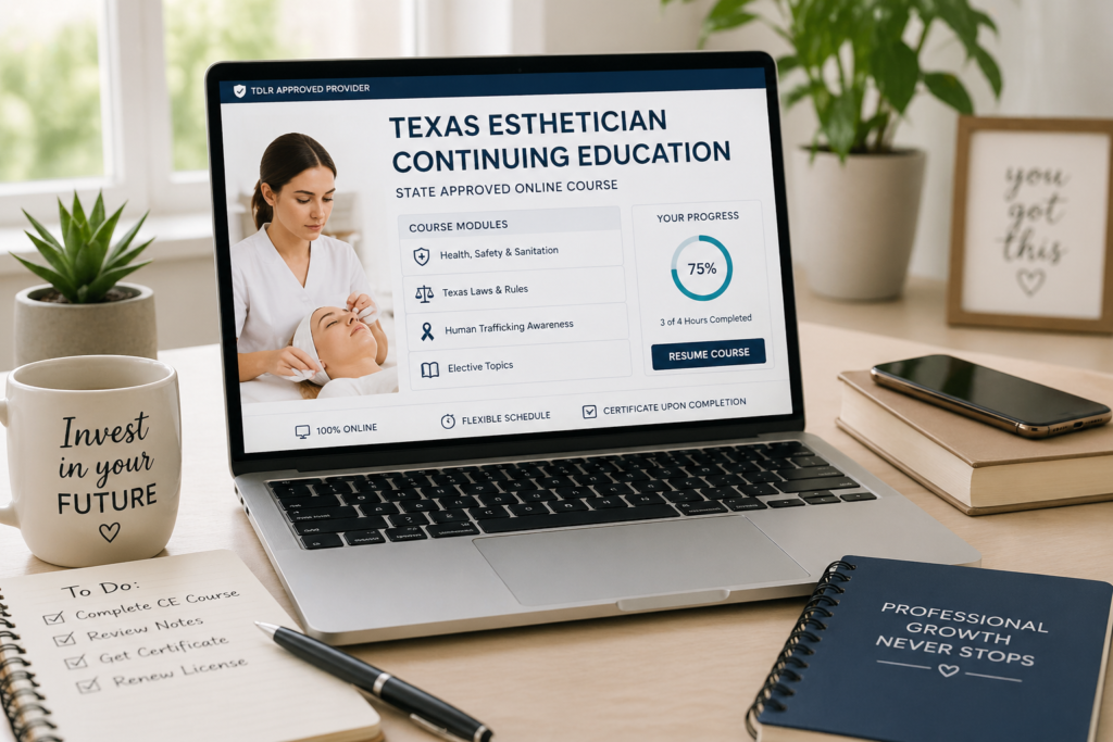 texas esthetician continuing education online course