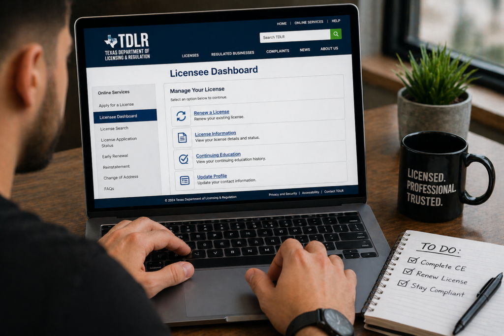 renew texas barber license online TDLR website process