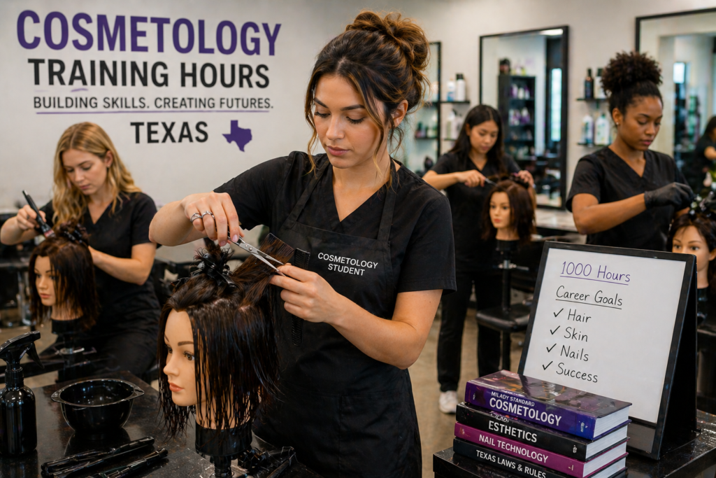 cosmetology training hours texas students in class