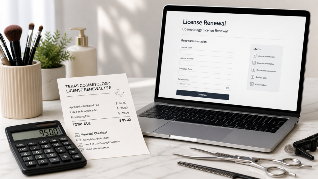 texas cosmetology license renewal fee cost breakdown