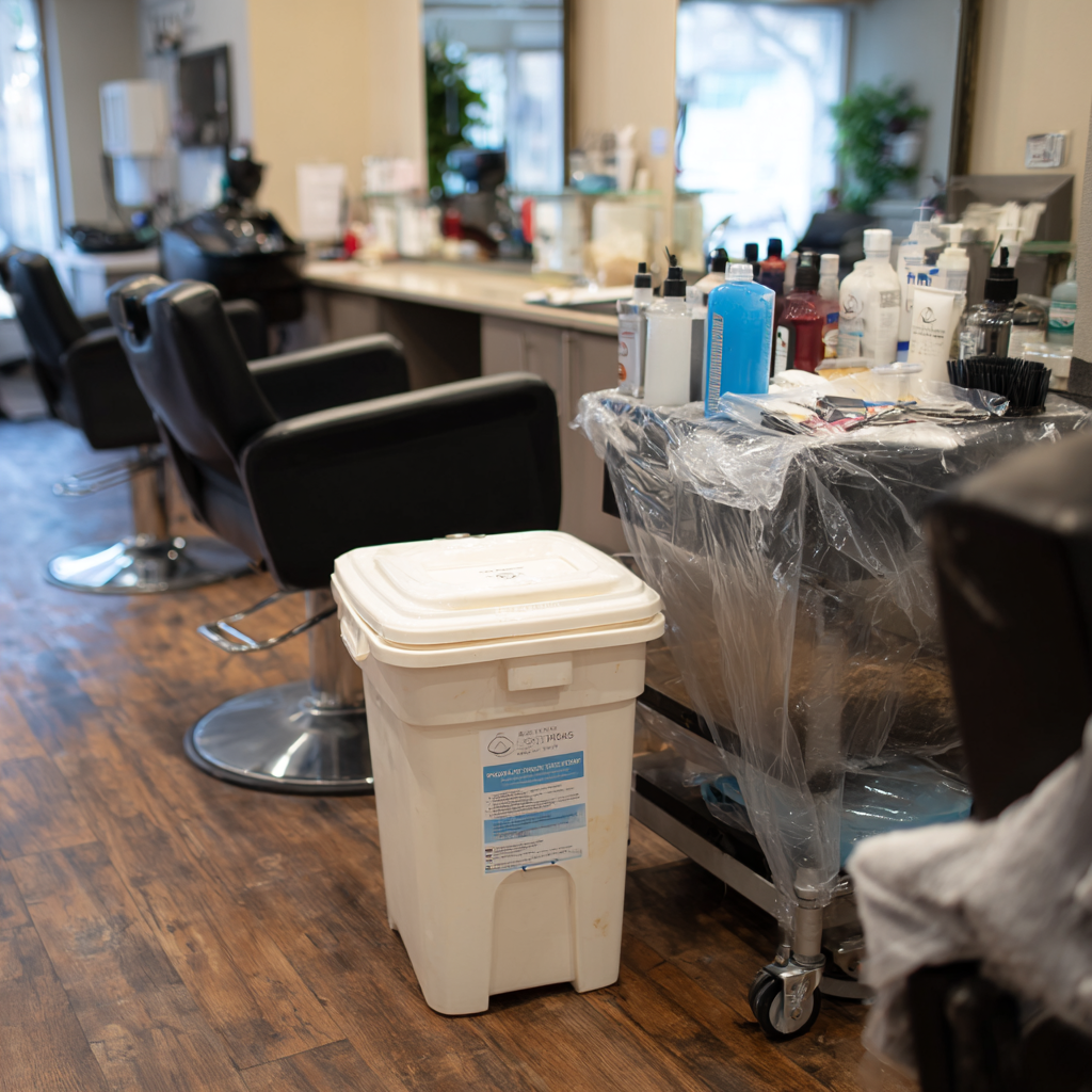 Hair salon workstation set up for Texas sanitation and licensing compliance
