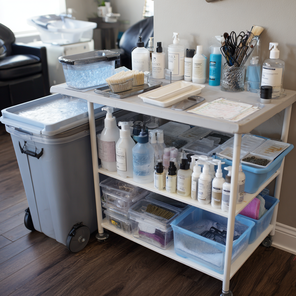 Texas salon workstation prepared for TDLR health and safety inspection