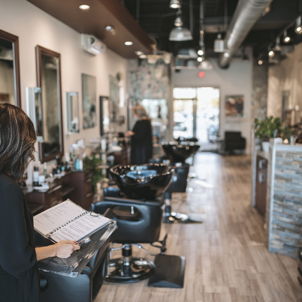 Texas beauty salon interior prepared for TDLR licensing inspection