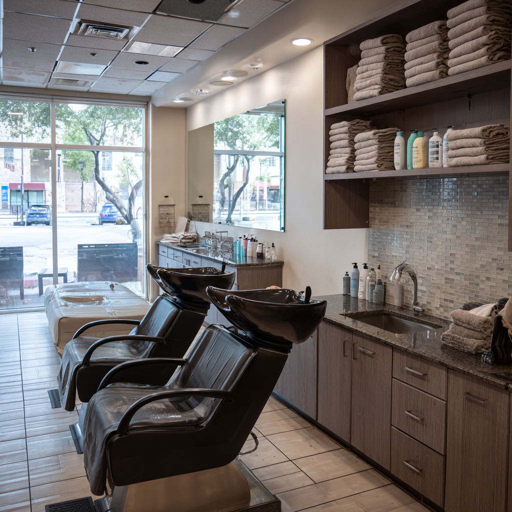Texas salon shampoo station for licensed cosmetology services