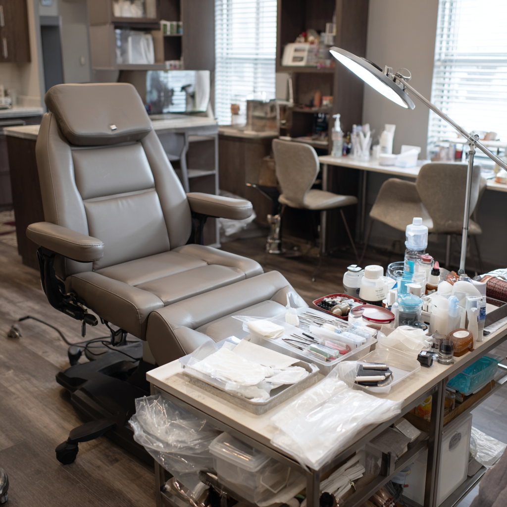 Clean Texas permanent makeup studio prepared for microblading services.