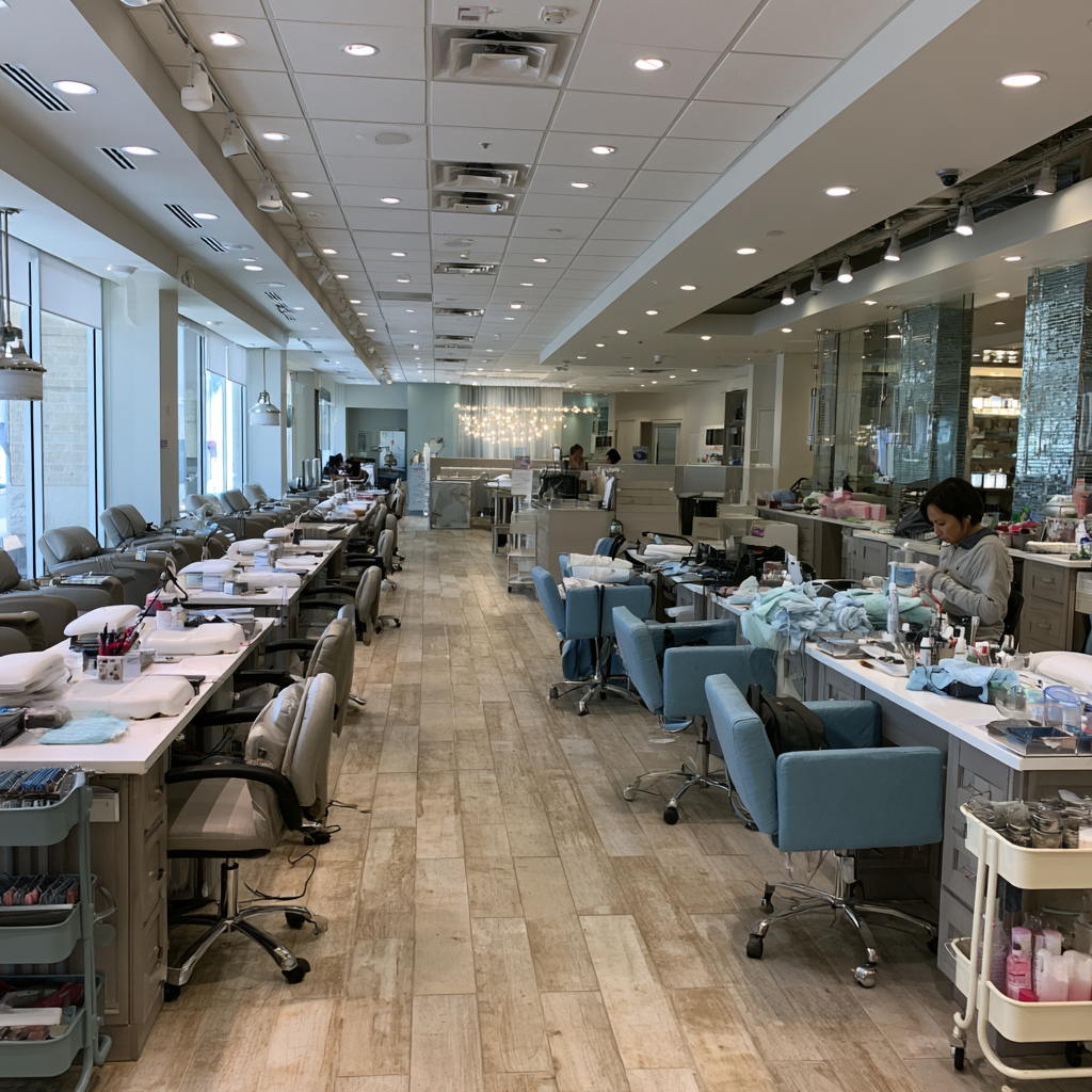 Modern Texas nail salon prepared for manicurist license renewal compliance