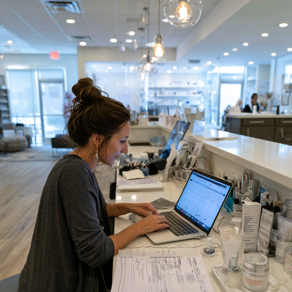 Texas esthetician completing TDLR license renewal online