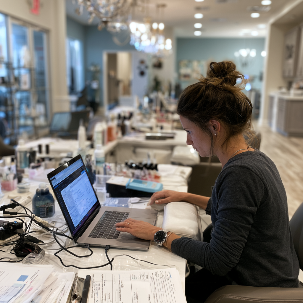 Texas manicurist reviewing TDLR license renewal requirements online