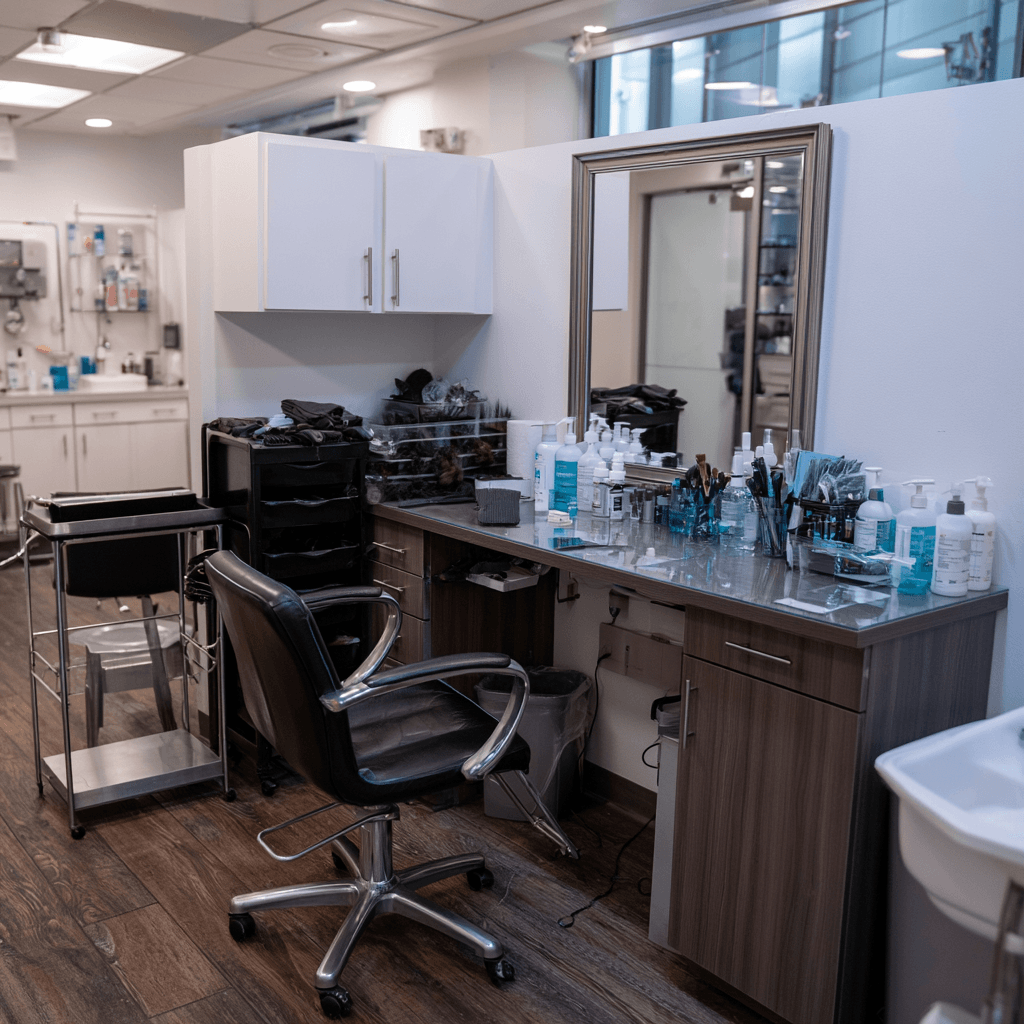 Mini-establishment booth inside a licensed Texas cosmetology salon