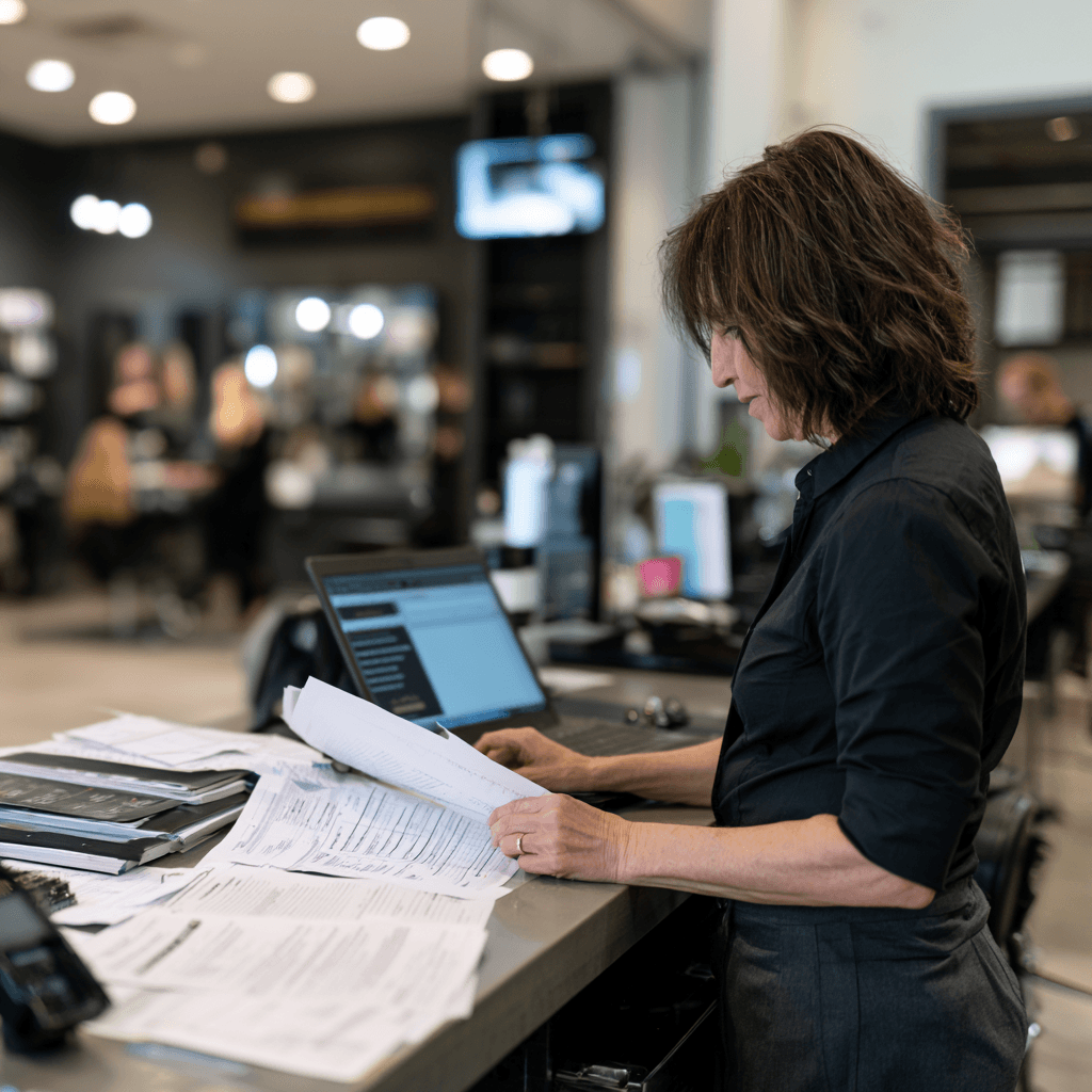 Texas cosmetology booth rental license renewal checklist on a salon desk