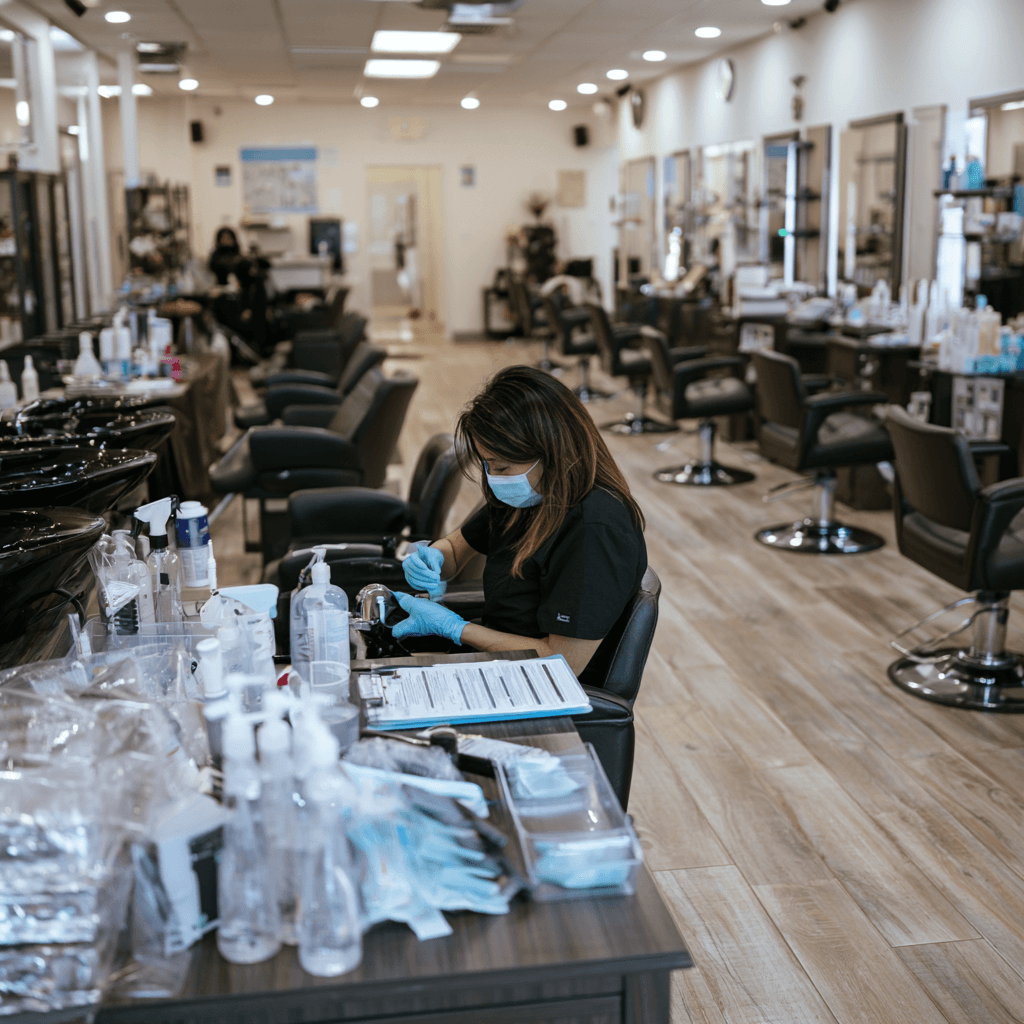 Texas salon professional preparing for cosmetology license renewal