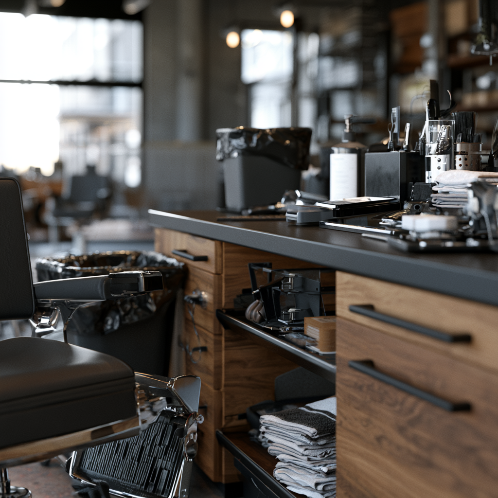 Texas barber shop workstation prepared for TDLR compliance