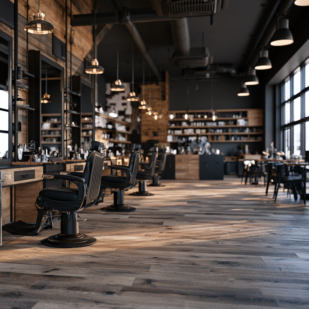 Modern licensed barber shop in Texas with professional barber stations