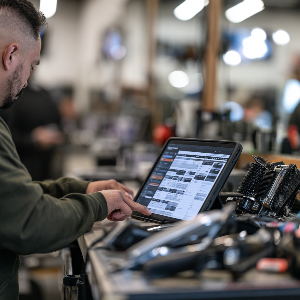 Texas barber student reviewing Class A Barber training hours and exam preparation.
