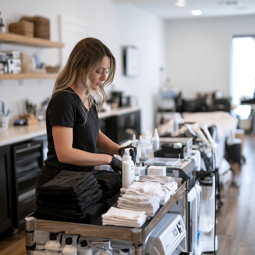 Esteticista con licencia trabajando profesionalmente en Texas